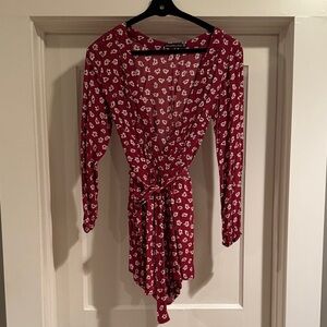 Abercrombie & Fitch Red Floral Jumpsuit